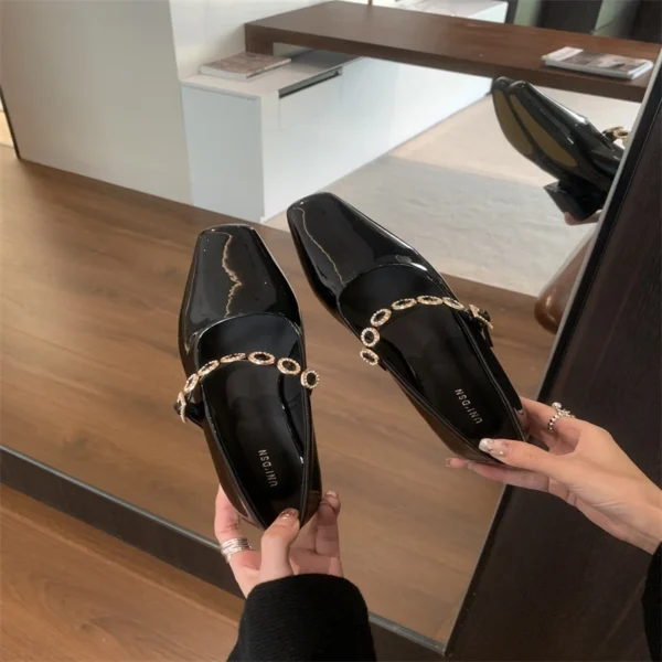 New Strap Shallow Thick  High Heel Shoes - Image 5
