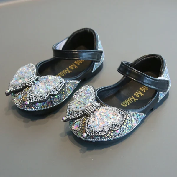 Sparkly Toddler Girl Dress Shoes with Butterfly Design kids - Image 2