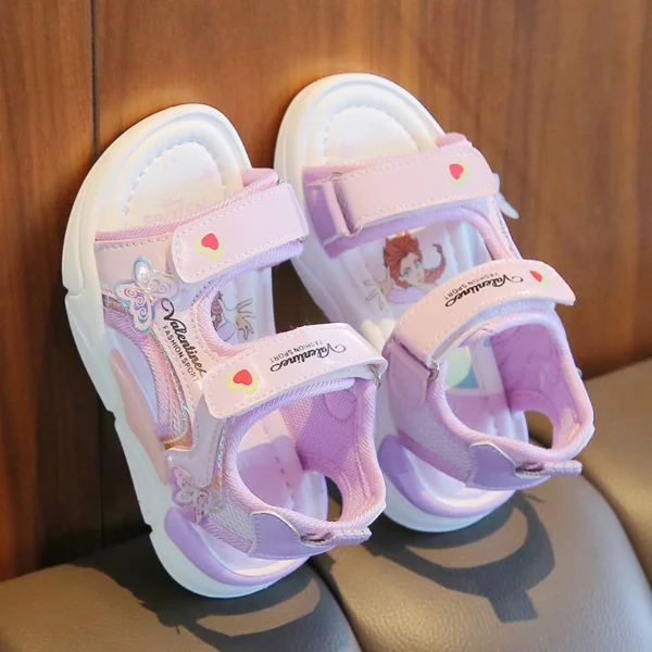 Kids Sandals with Cartoon Design and Velcro Straps - Image 2