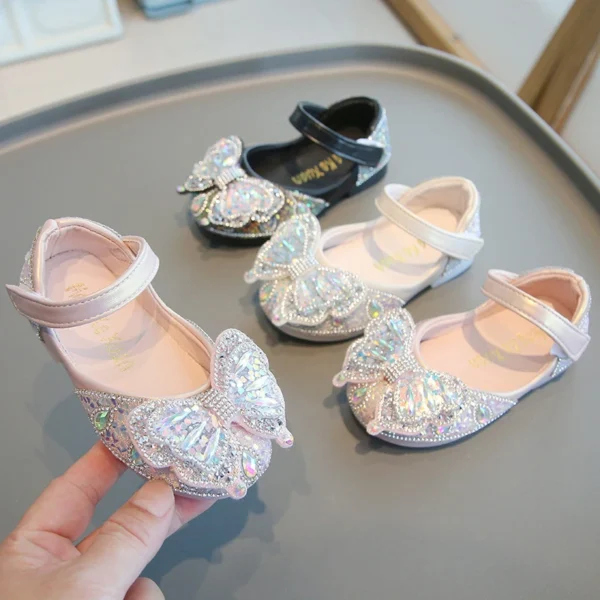 Sparkly Toddler Girl Dress Shoes with Butterfly Design kids - Image 5