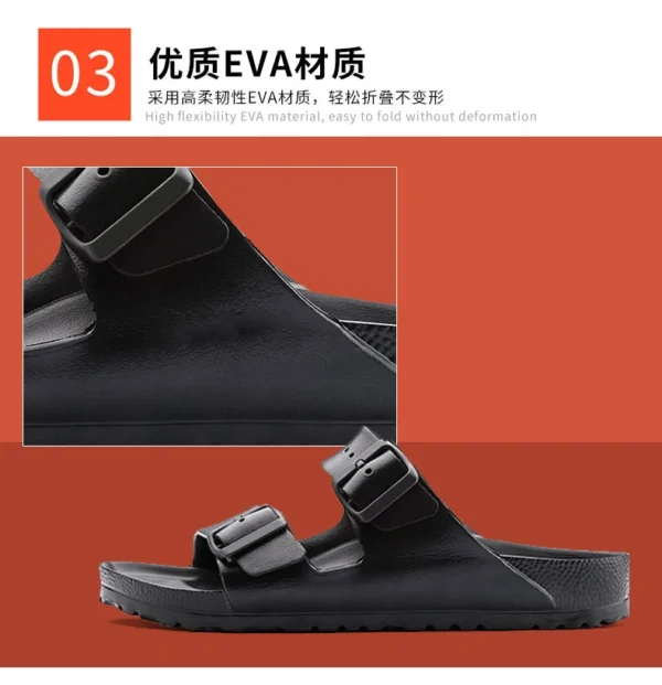 Mens Buckle Slide Sandals with Textured Sole - Image 5