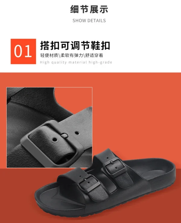 Mens Buckle Slide Sandals with Textured Sole - Image 6