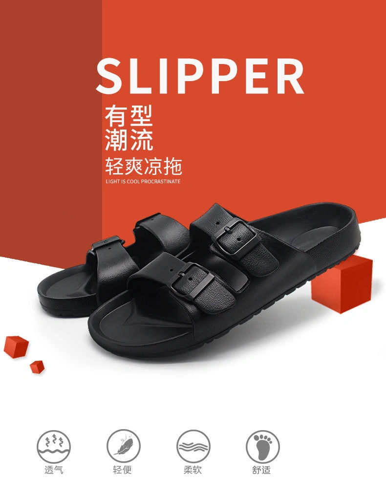 Black, white Army Green double-strap slip-on sandal with adjustable buckles and textured rubber sole