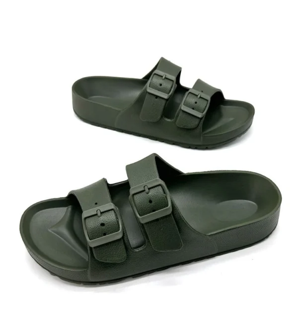 Mens Buckle Slide Sandals with Textured Sole - Image 3