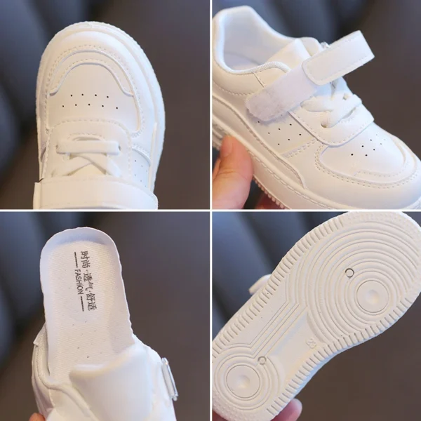 White Velcro Strap Toddler Sneakers – Comfortable & Stylish Kids Shoes - Image 4