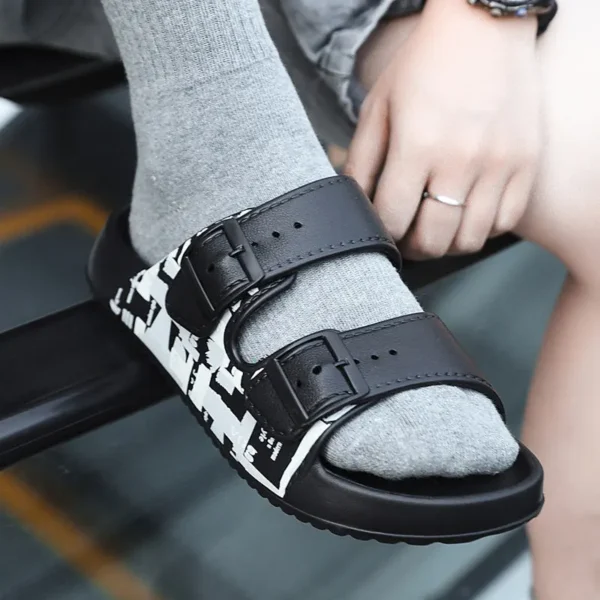 Stylish Unisex Double Strap EVA Sandals with Buckle – Casual Comfort Slides - Image 2