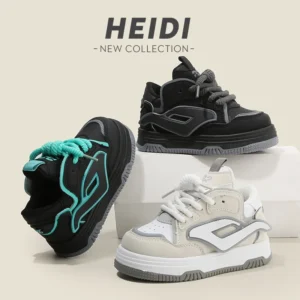 Stylish HEIDI kids sneakers – new collection in black, teal, and white colors, featuring trendy design and comfortable soles.