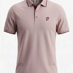 Dusty Rose polo t-shirt for men with short sleeves and stylish collar, casual summer outfit