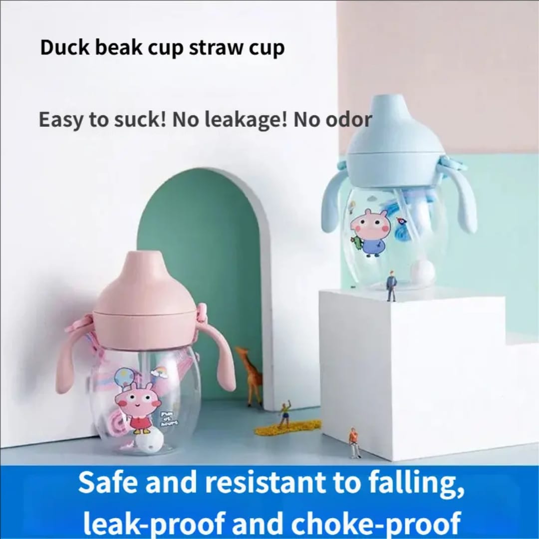 Original Mumpot Baby Duck Beak Sippy Cup 280ml | BPA-Free Leakproof Training Cup with Soft Silicone Straw & Dual Handles - Image 5