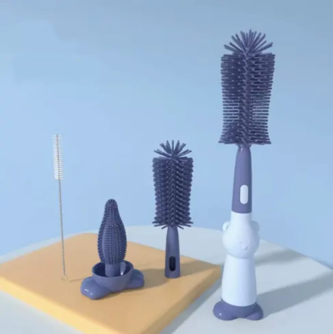 360° Silicone Baby Bottle Cleaning Brush Set | BPA-Free Bottle & Nipple Cleaner with Straw Brush - Image 2
