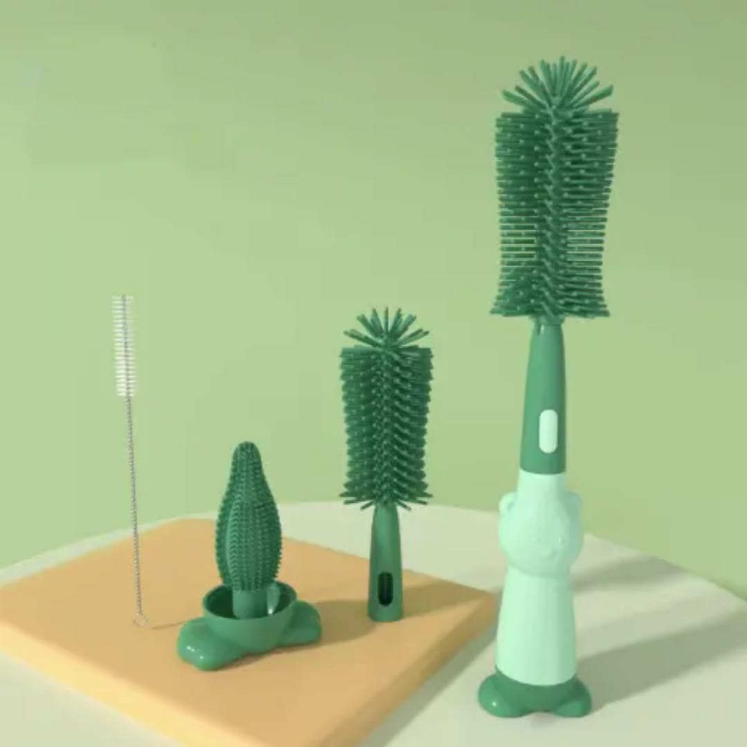 360° Silicone Baby Bottle Cleaning Brush Set | BPA-Free Bottle & Nipple Cleaner with Straw Brush - Image 3