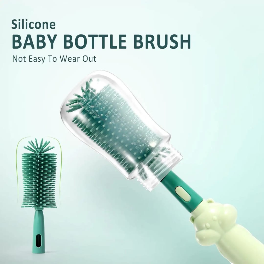 360° Silicone Baby Bottle Cleaning Brush Set | BPA-Free Bottle & Nipple Cleaner with Straw Brush - Image 4