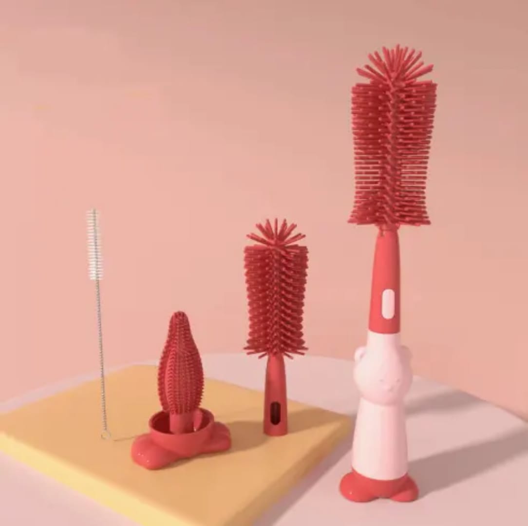 360° Silicone Baby Bottle Cleaning Brush Set | BPA-Free Bottle & Nipple Cleaner with Straw Brush - Image 6
