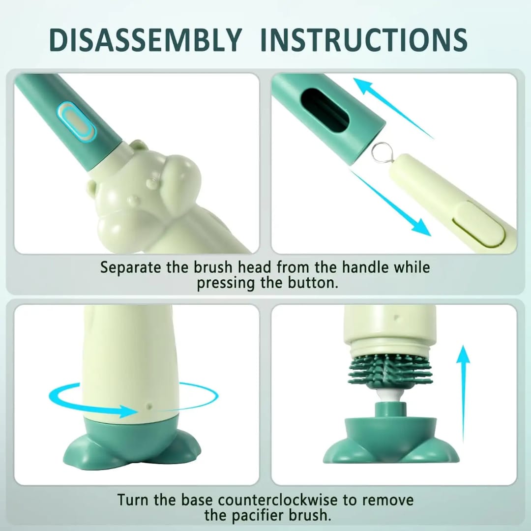 360° Silicone Baby Bottle Cleaning Brush Set | BPA-Free Bottle & Nipple Cleaner with Straw Brush - Image 8