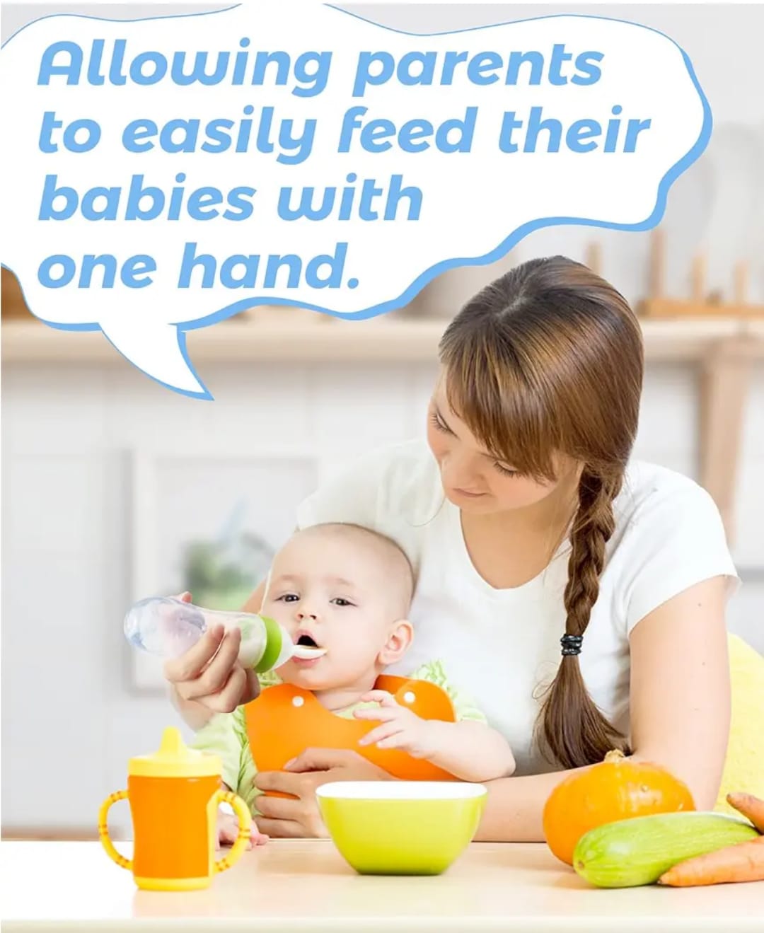 Baby Silicone Feeding Spoon Bottle | BPA-Free Squeeze Spoon Feeder for Cereal, Puree & Medicine - Image 2