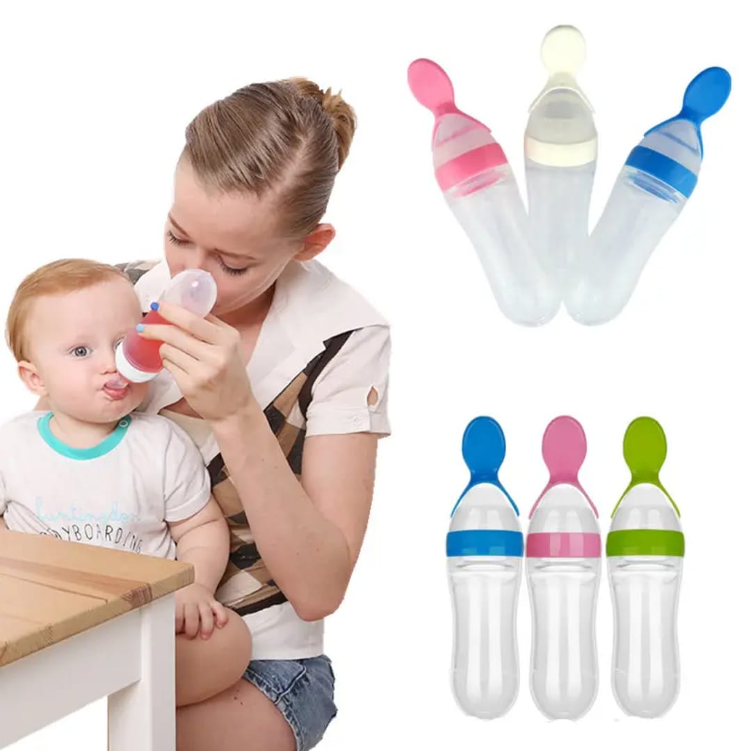 Baby Silicone Feeding Spoon Bottle | BPA-Free Squeeze Spoon Feeder for Cereal, Puree & Medicine - Image 4