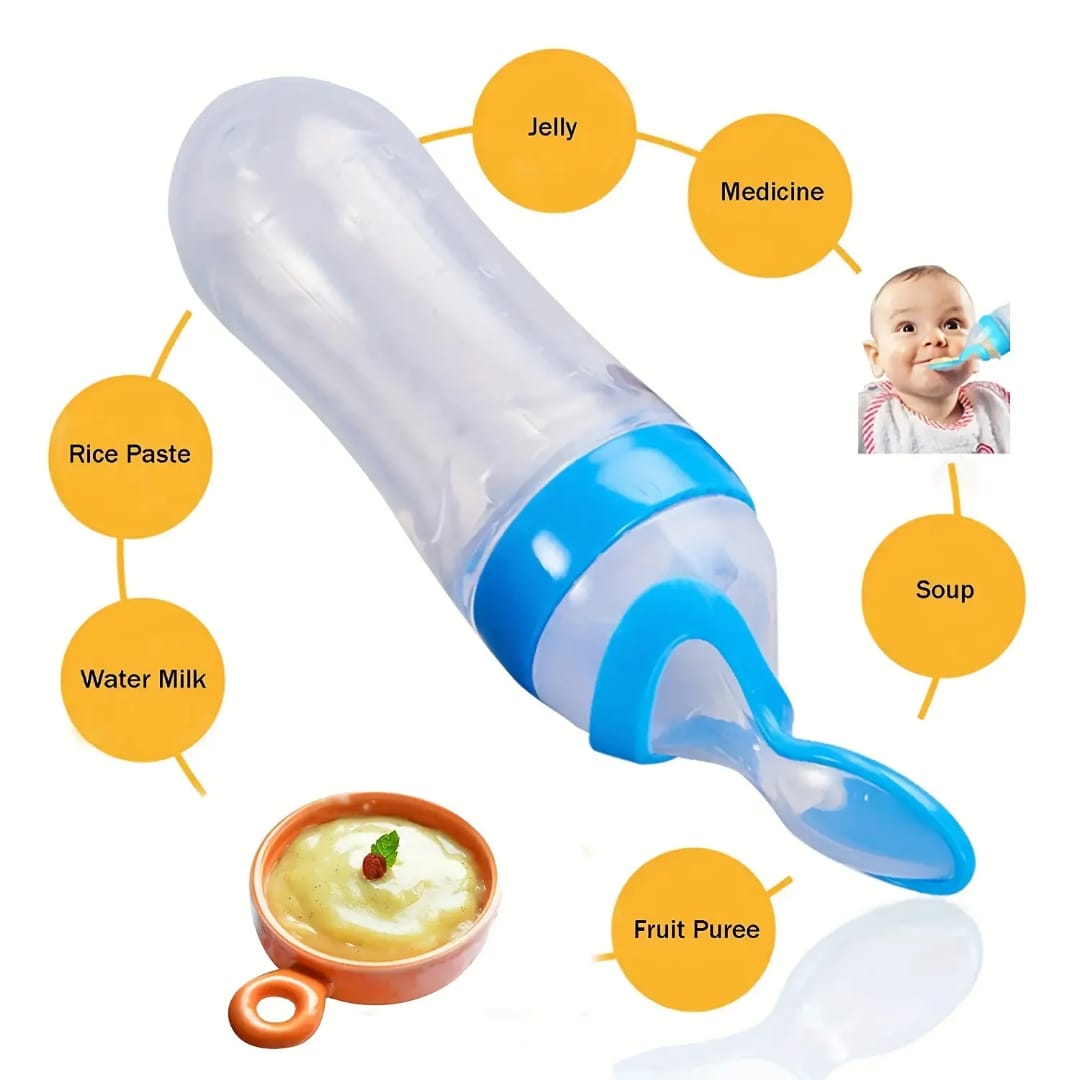 Baby Silicone Feeding Spoon Bottle | BPA-Free Squeeze Spoon Feeder for Cereal, Puree & Medicine - Image 9