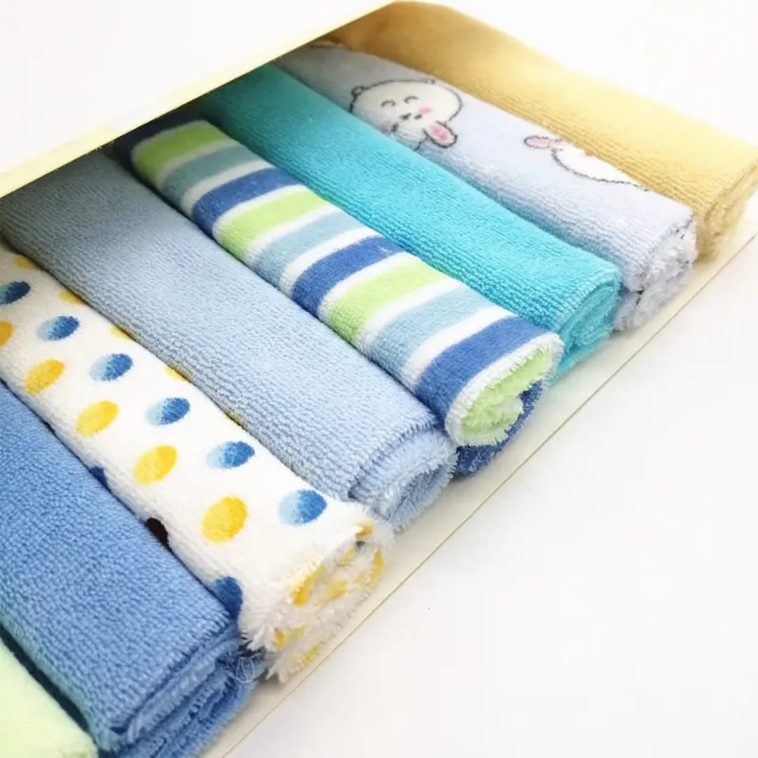 Premium Baby Cotton Washcloth Set (8 Pcs) | Soft & Absorbent Newborn Face Towels - Image 3