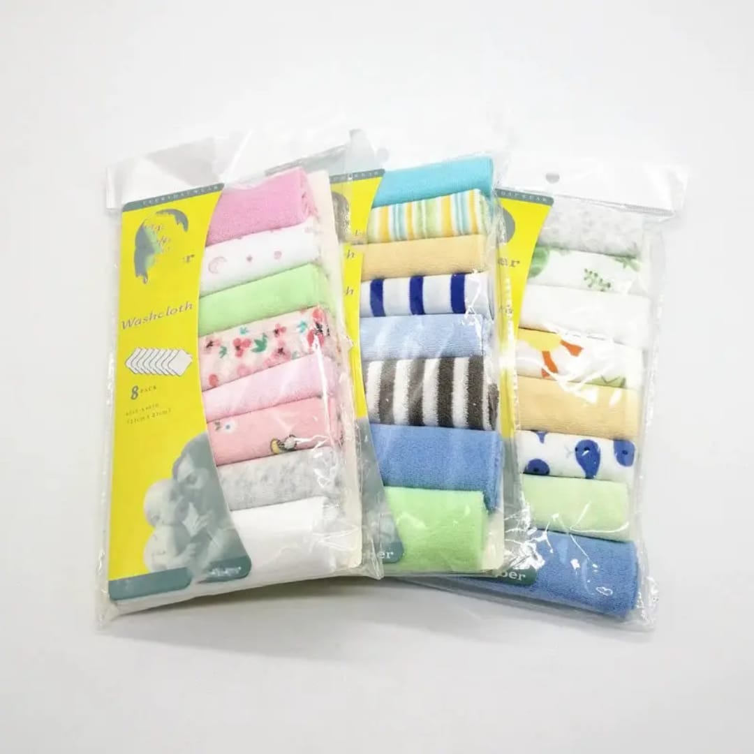 Premium Baby Cotton Washcloth Set (8 Pcs) | Soft & Absorbent Newborn Face Towels - Image 4