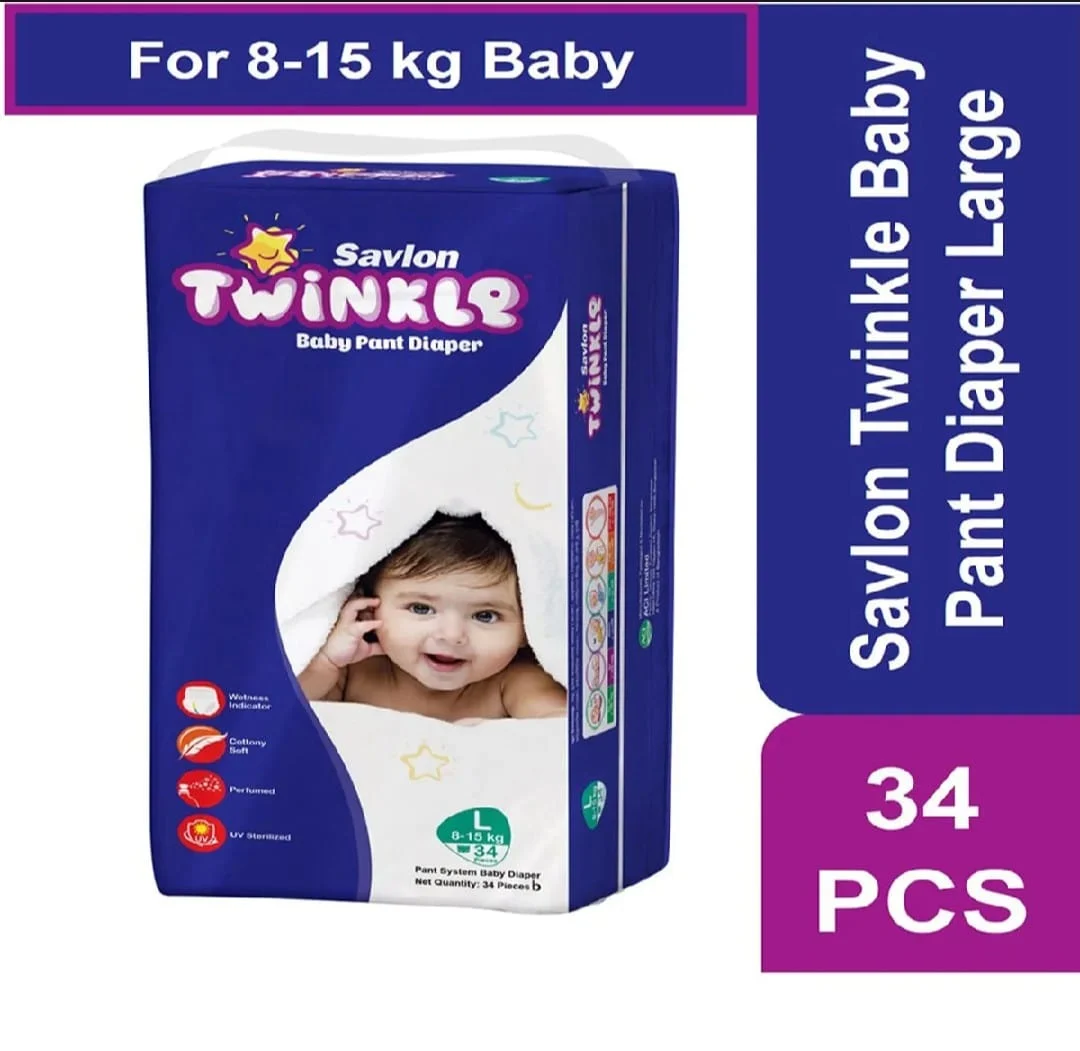 Savlon Twinkle Baby Pant Diaper Large (L) 34 PCS | 8-15 KG Baby | Soft & Leak-Proof Diaper | Best Baby Diaper in Bangladesh - Image 2